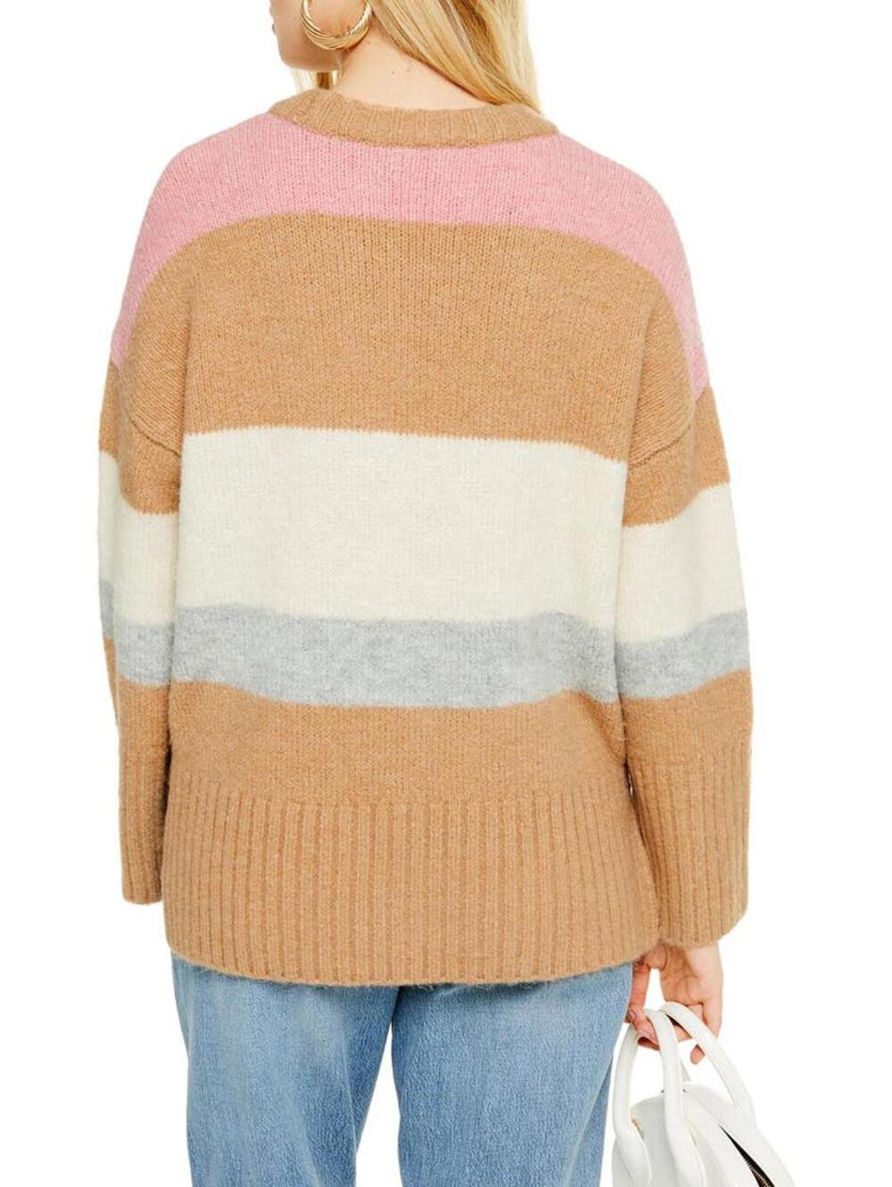 Topshop Supersoft Fuzzy Brushed Striped Sweater Oversized Cozy Knit Size 14 XL - Picture 5 of 9